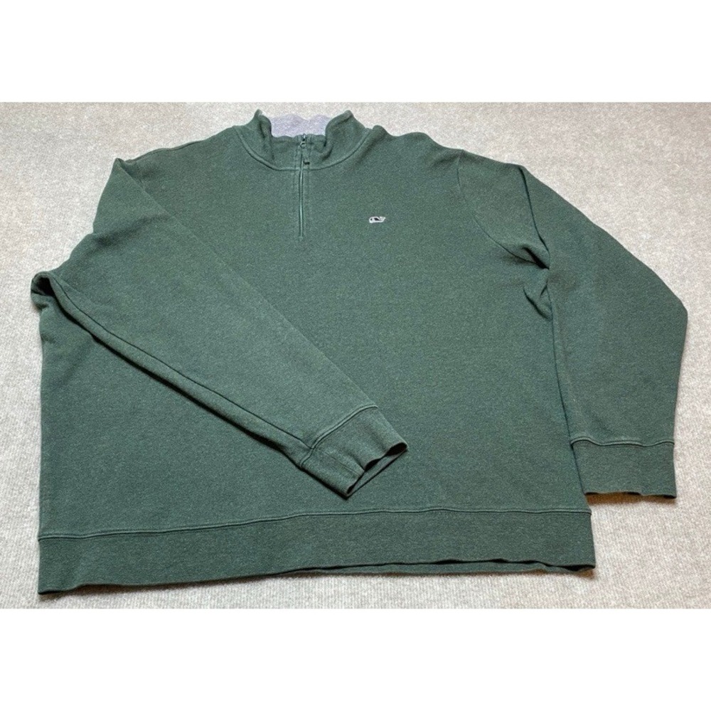 Vineyard Vines Quarter Zip Pullover Mens XL Green Pima Cotton Whale Logo